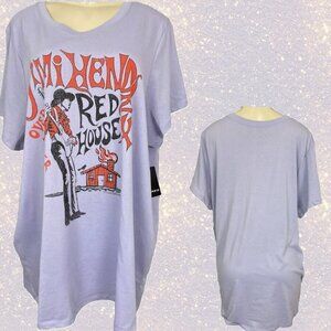 Authentic Hendrix +4 Purple Red House Jimi Hendrix Graphic Short Sleeve T-Shirt